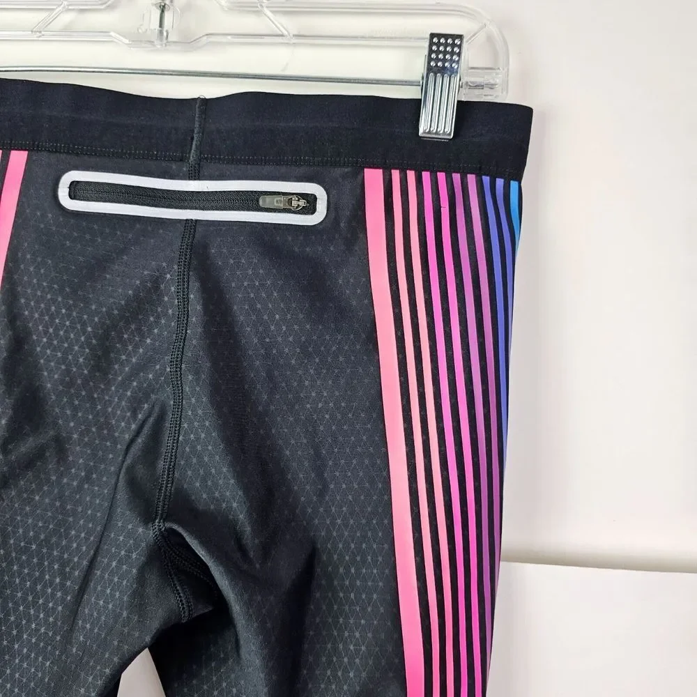 Nike Power Speed Women's Running Capris Size Small Black‎ Zip Pocket